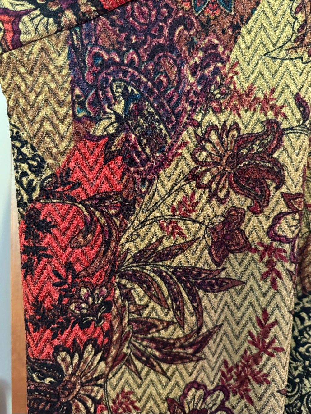 Susan Graver Multicolor Open-Front Jacket with Navy, Burgundy & Gold Print Sz 3X - Picture 3 of 10